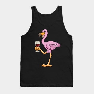 Beautiful flamingo is drinking a glass of wine Tank Top